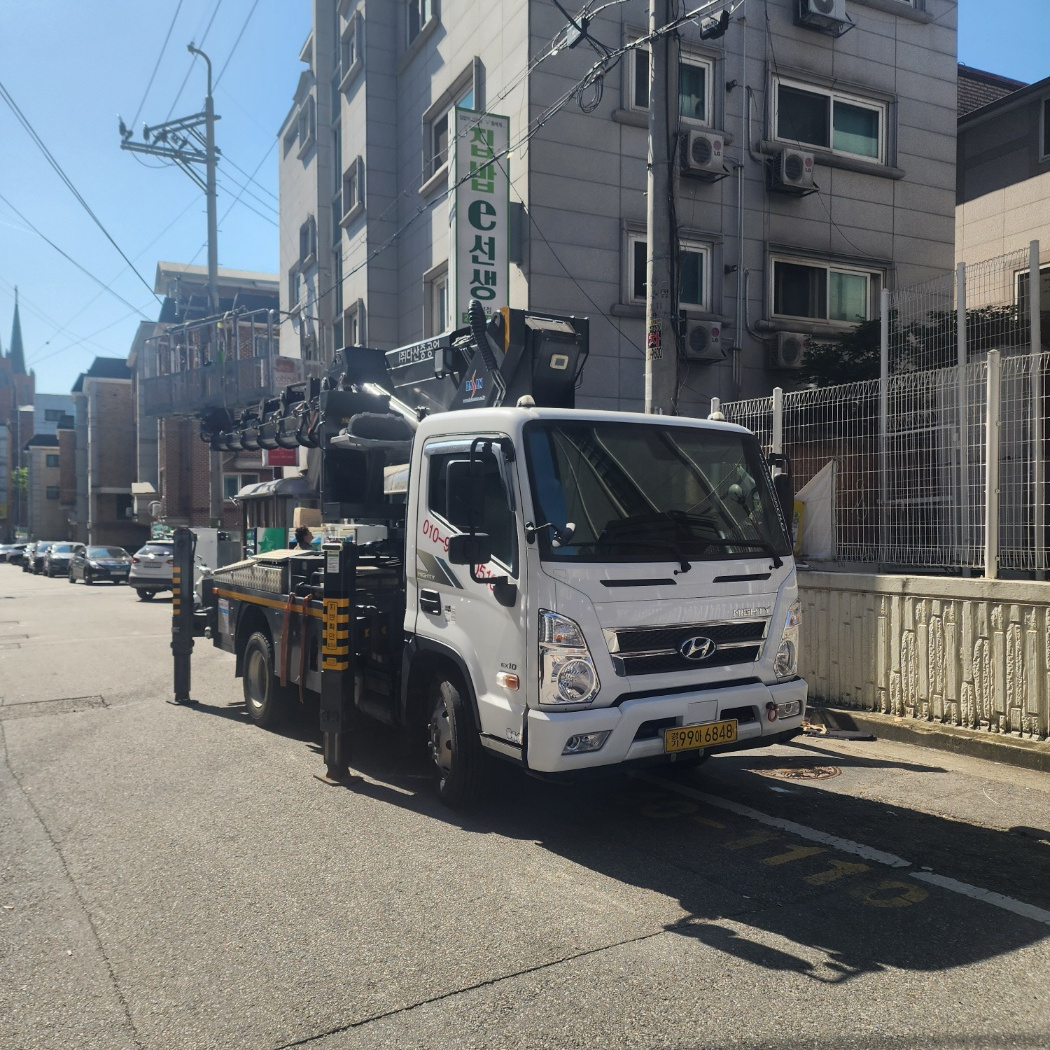 외벽 도색 스카이차 작업사진