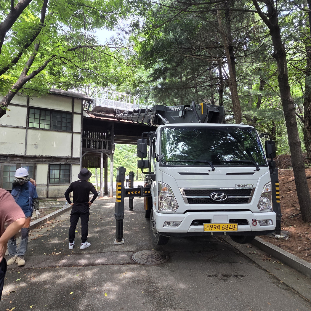 실외기 양중 스카이차 작업사진